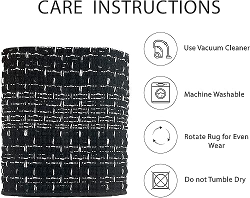 Miniatura 6 de IOHOUZE Alfombra de pasillo negra de 2 x 6 pies blanco y negro lavable a máquina 100 algodón tejido para pasillo cocina sala de estar dormitorio