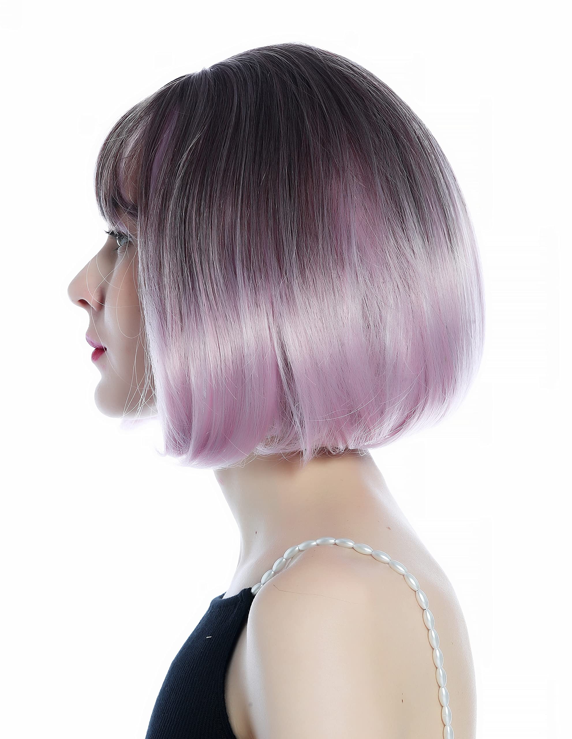WIG ME UP - SZL0605-6AT2403 Cute Women's Wig short Bob bangs ombre colour brown to pink, ombre brown to pink (6AT2403) - Image 3