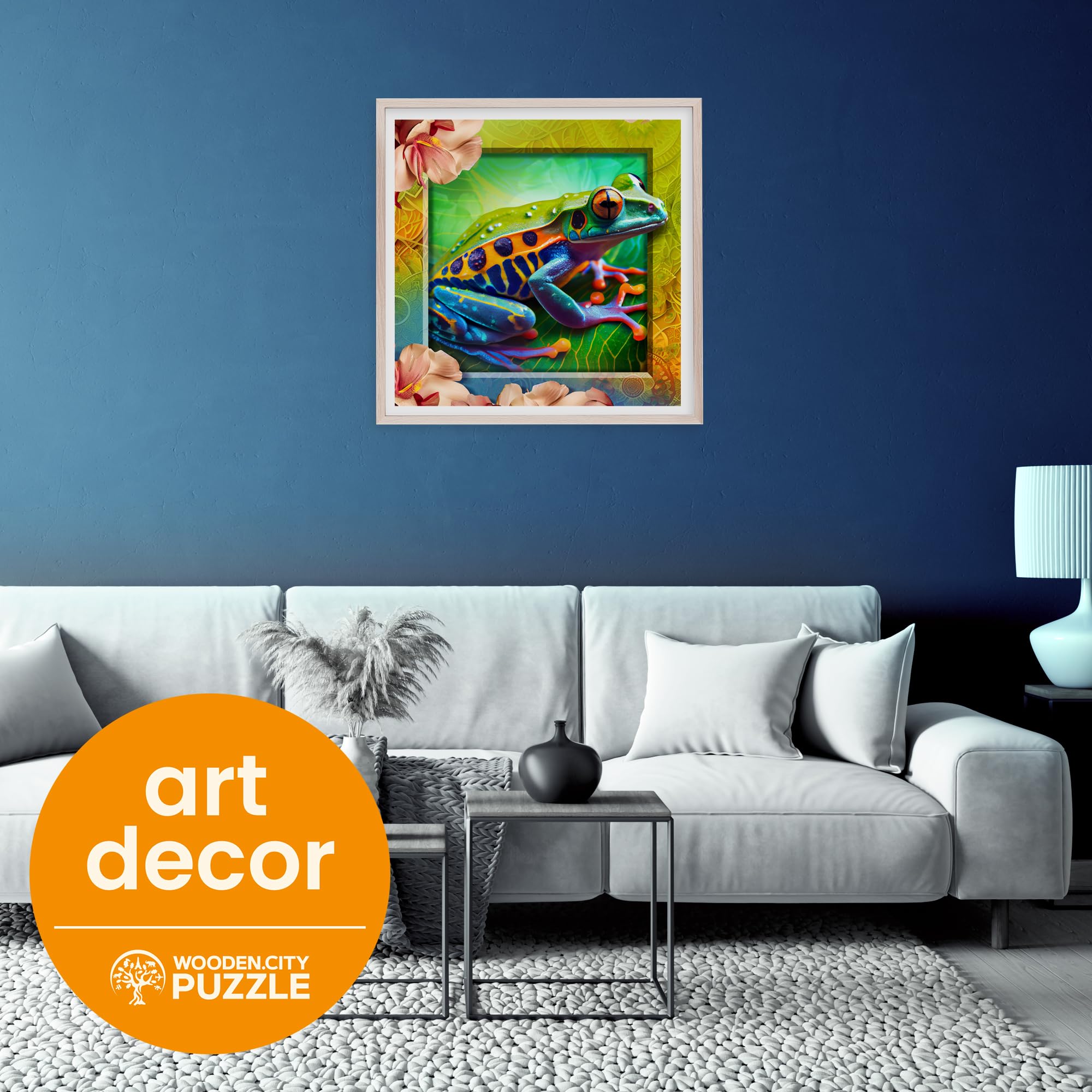 WOODEN.CITY Puzzles en bois coloré grenouille de 250 pièces – Puzzles en bois vibrant pour adultes – Puzzles difficiles en bois en forme d'animal – Puzzles uniques en bois mosaïque pour adultes