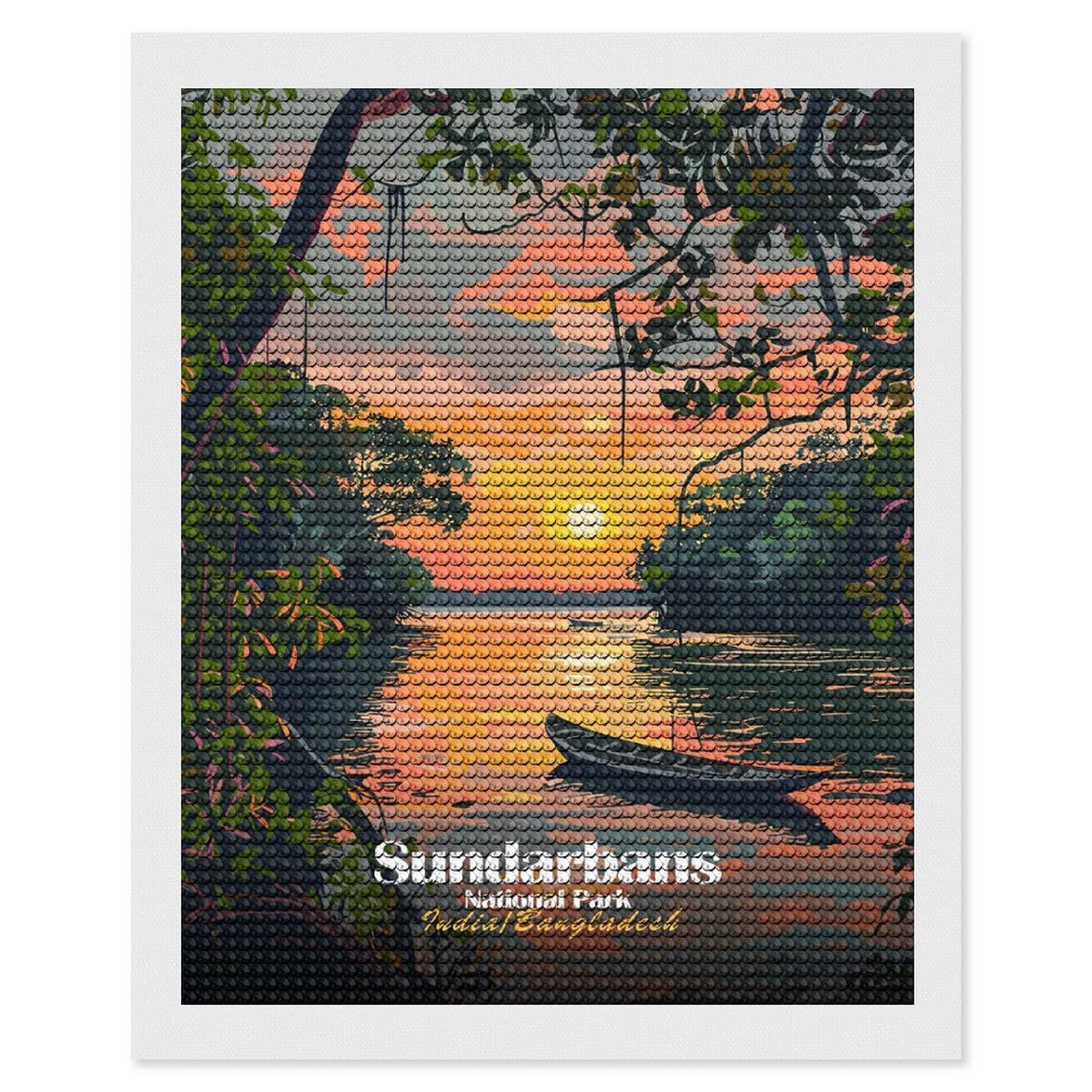 Junmoney Sundarbans National Park, IndiaBangladesh Full Drill Diamond Painting Kit 16"x20", for Teens, Calming Craft to Unwind, Home Wall Decor, Christmas Gift