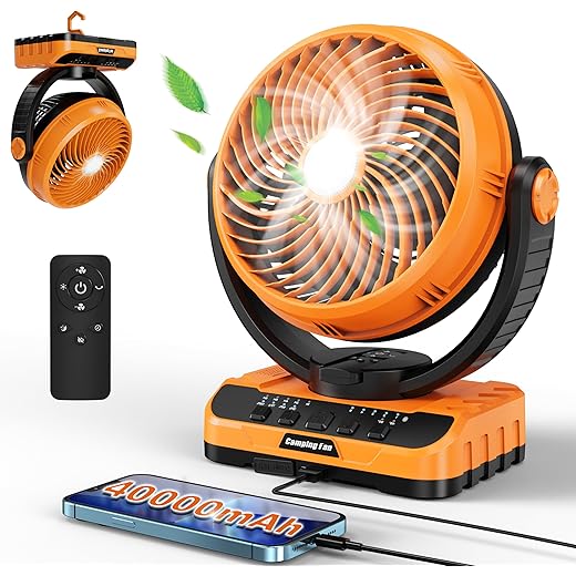 40000mAh Rechargeable Camping Fan Battery Operated Table Fan
