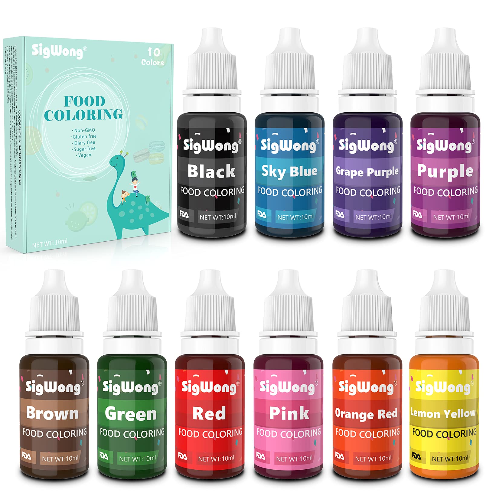 Buy Food Coloring 10 Color Concentrated Liquid Food Colouring Set