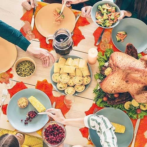 Miniatura 7 de AnyDesign Juego de 120 posavasos de papel de hoja de arce de otoño, desechables, hojas de arce otoñales, manteles para mesa de comedor, color