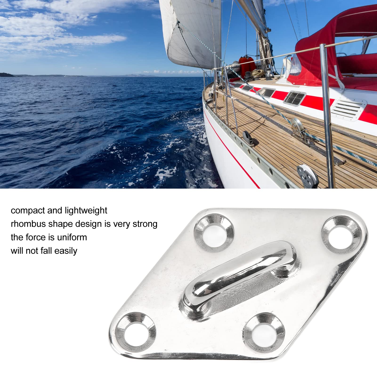 AMAKO 2 Pcs Ceiling Hook Pad, 316 Stainless Steel Ceiling Hooks Heavy Duty Eye Plate Top Mount Hanger Hook, for Marine