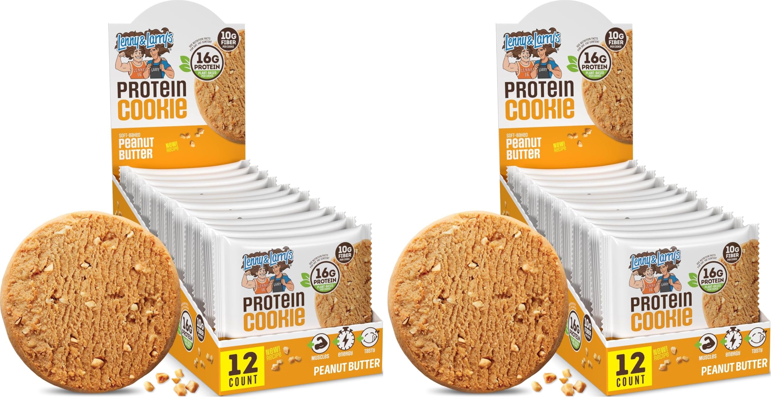 Lenny & Larry's Biscoito vegano de pasta de amendoim com proteína vegetal, 16 g, caixa com 24 unidades