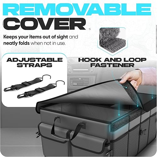 Miniatura 5 de FORTEM Organizador de maletero de automóvil, organizador plegable con múltiples compartimentos, almacenamiento plegable para accesorios de automóvil