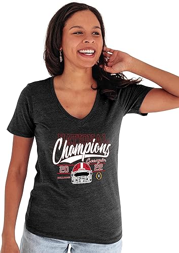 Blue 84 Camiseta triblend con licencia oficial de la NCAA de Georgia Bulldogs National Champs para mujer casco rojo