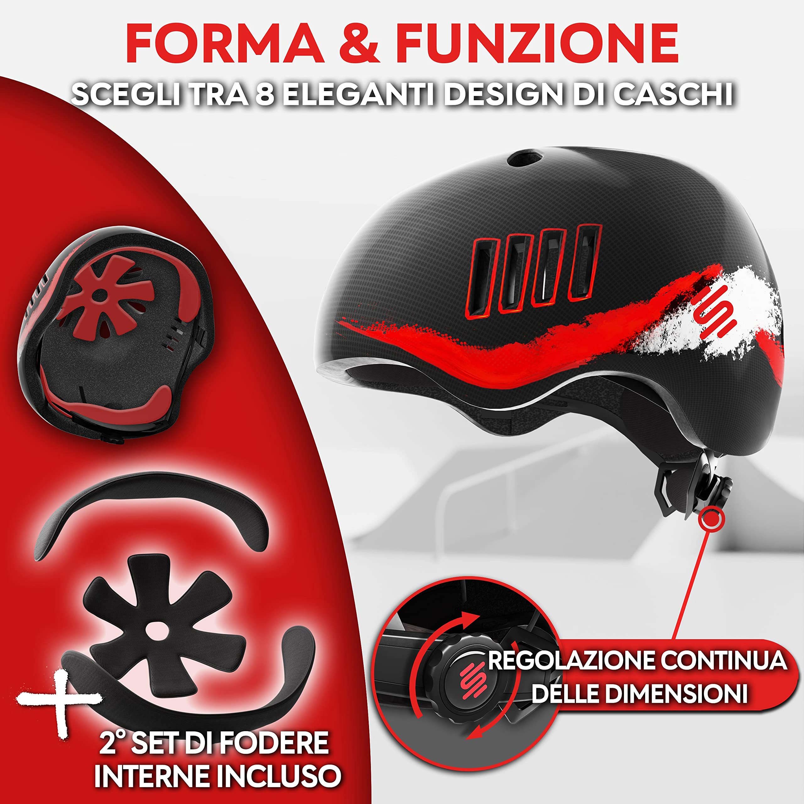 SKATEWIZ Casco da Bicicletta Casco da Skater per Bambini e Ragazzi sviluppato da Un Produttore Tedesco in 12 Fantastici Design - Caschi per Bambini Estremamente Leggeri
