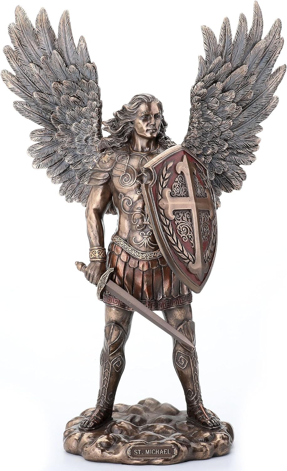 Veronese Design 14 Inch Saint Michael The Archangel in Battle Armor Cold Cast Resin Statue Antique Bronze Finish Sculpture