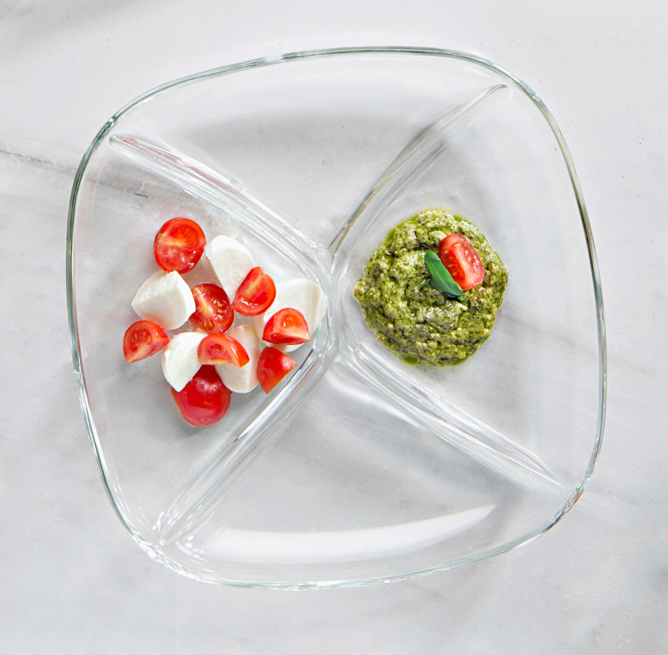 Barski Europäische Qualität – Glas – 4 – Quadratisch – Relish Gericht – 24,1 cm – Durchmesser – Made in Europe