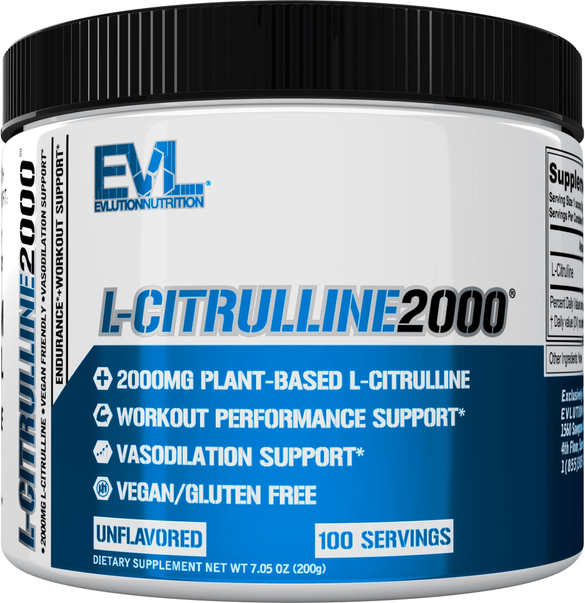 L-Citrulline2000 Nitric Oxide Pre Workout Powder Nutrition High Strength L Citrulline Powder for Enhanced Muscle Strength and Intense Pumps - Plant Based Nitric Oxide Booster - Unflavored