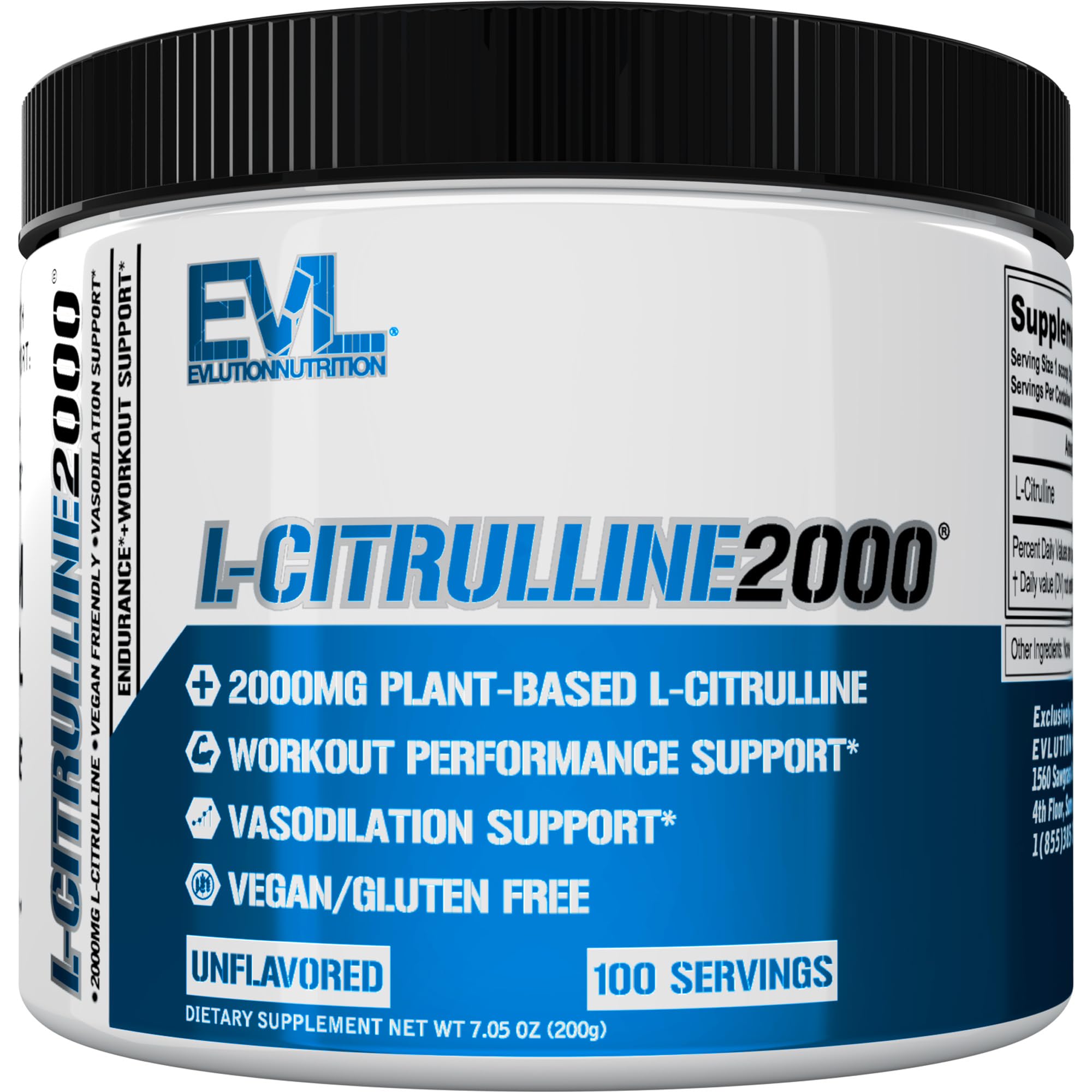 L-Citrulline2000 Nitric Oxide Pre Workout Powder - High Strength L Citrulline Powder for Enhanced Muscle Strength and Intense Pumps - Plant Based Nitric Oxide Booster - Unflavored