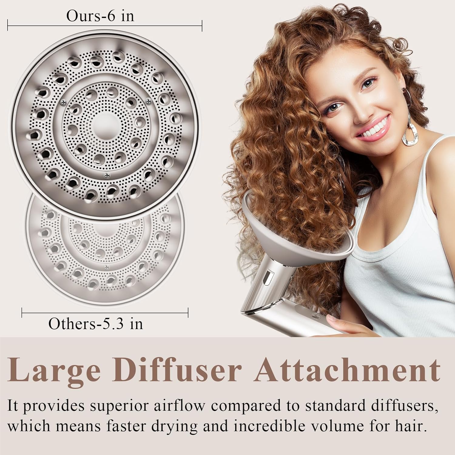 Large Diffuser and Long Curling Iron Conical Barrels Attachment for Shark FlexStyl HD400 Series, Auto-Wrap Curling Iron Curlers to Create Natural Classic and Textured Waves Loose Curls Waves