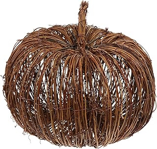 Veemoon Wicker Rattan Pumpkin Natural Grapevine Ball Pumpkins Ornament Halloween Pumpkin Rattan Balls for Halloween Fall Thanksgiving Festive Tabletop Decor
