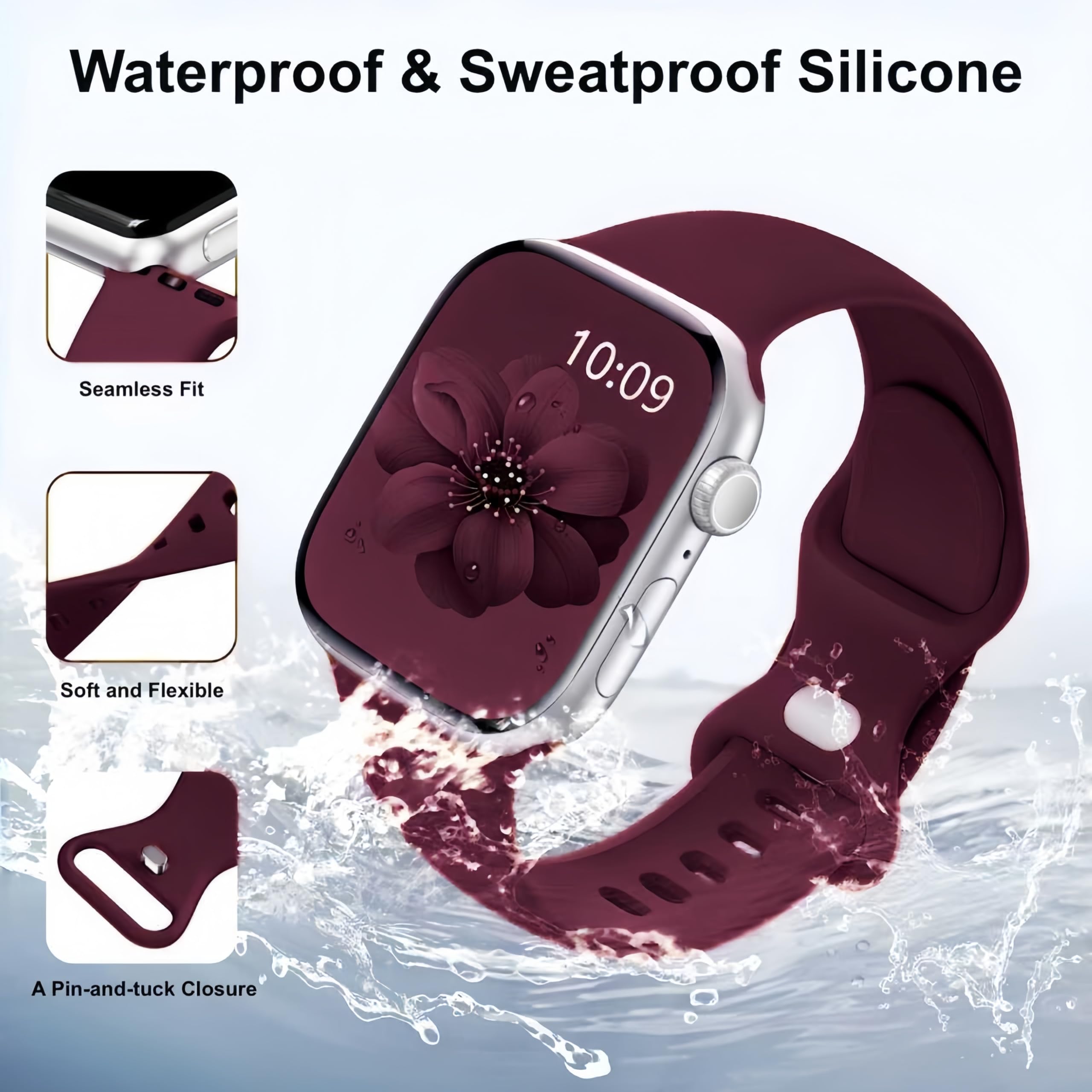 18 Pack Silicone Bands Compatible with Apple Watch 38mm 40mm 41mm 42mm 44mm 45mm 46mm 49mm Women Men, Soft Waterproof Replacement Wrist Sport Band for iWatch Series 11 10 9 8 7 6 5 4 3 2 1 SE Ultra - 2