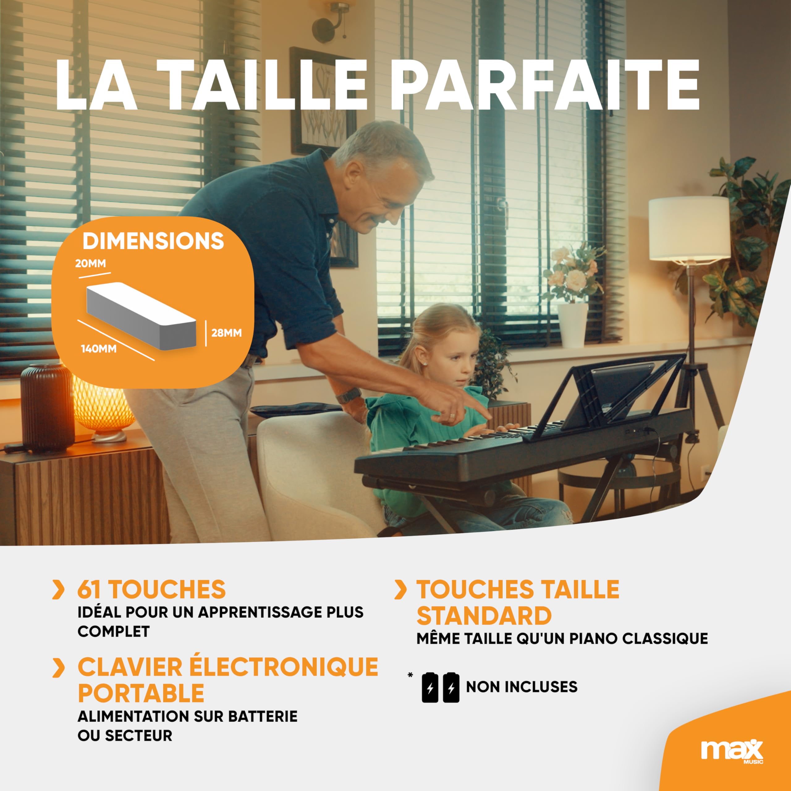Max Rhapsody61 Clavier Électronique, 61 Touches, Pack complet avec Casque Audio, Stand, Micro et Banc, Synthétiseur Débutant Complet, Deux Haut-parleurs Intégrés, Idéal pour l'Apprentissage