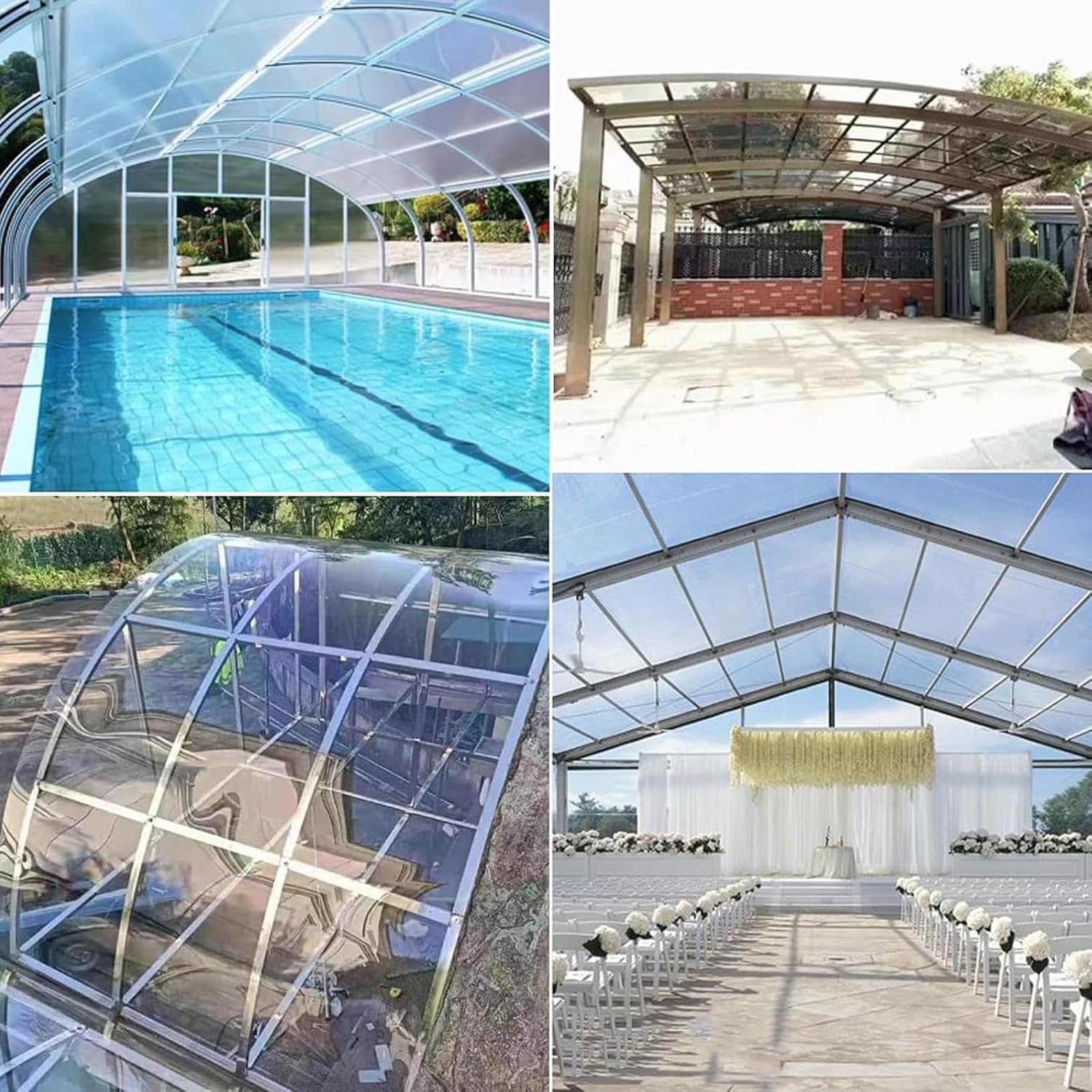 Placas de Policarbonato Transparente, Hoja Metacrilato PC Placa, Protección UV Paneles de Techo Transparente for Invernaderos Jardines Garaje(1x8m/3.28x26.24ft)