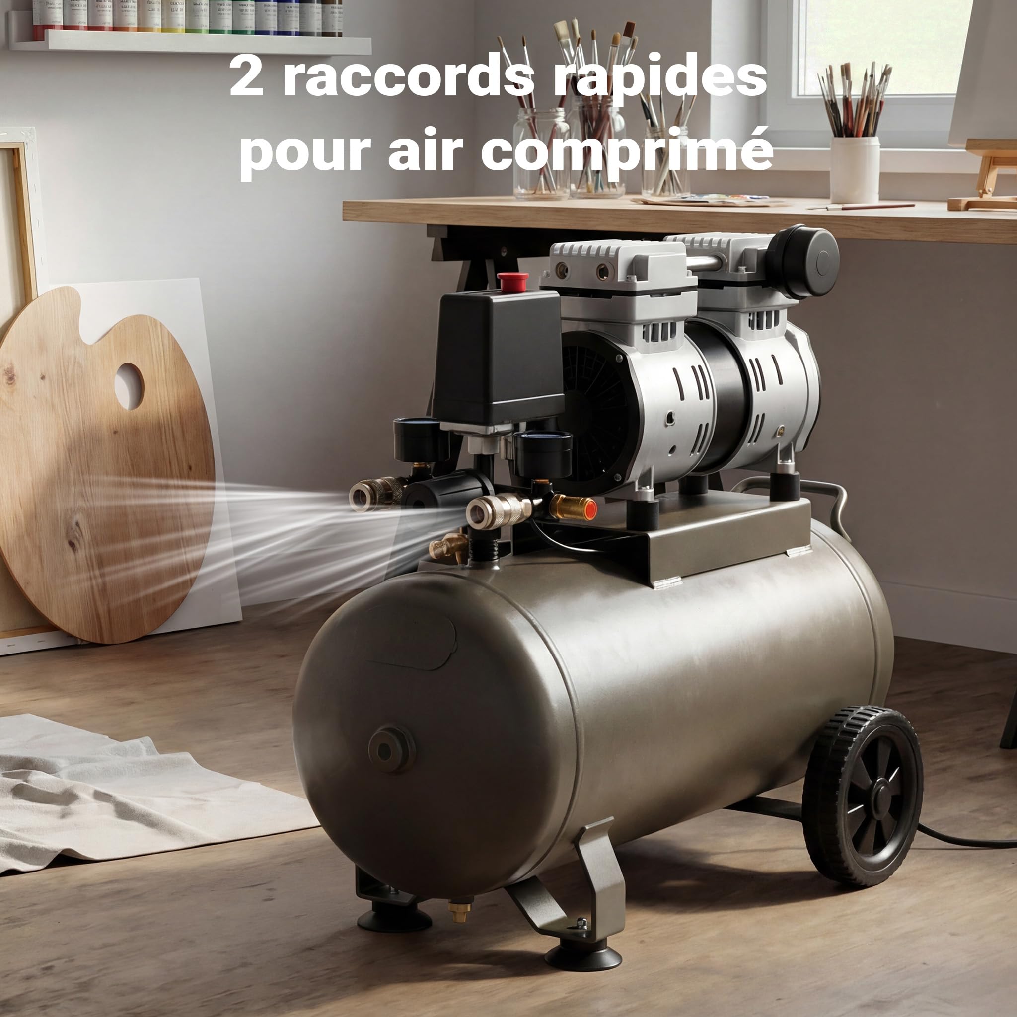 Wiltec Régulateur de pression avec Pressostat – 165 x 130 x 200 mm – 8 bars max. – pour Compresseur – avec Réducteur 2 afficheurs Valve de sécurité
