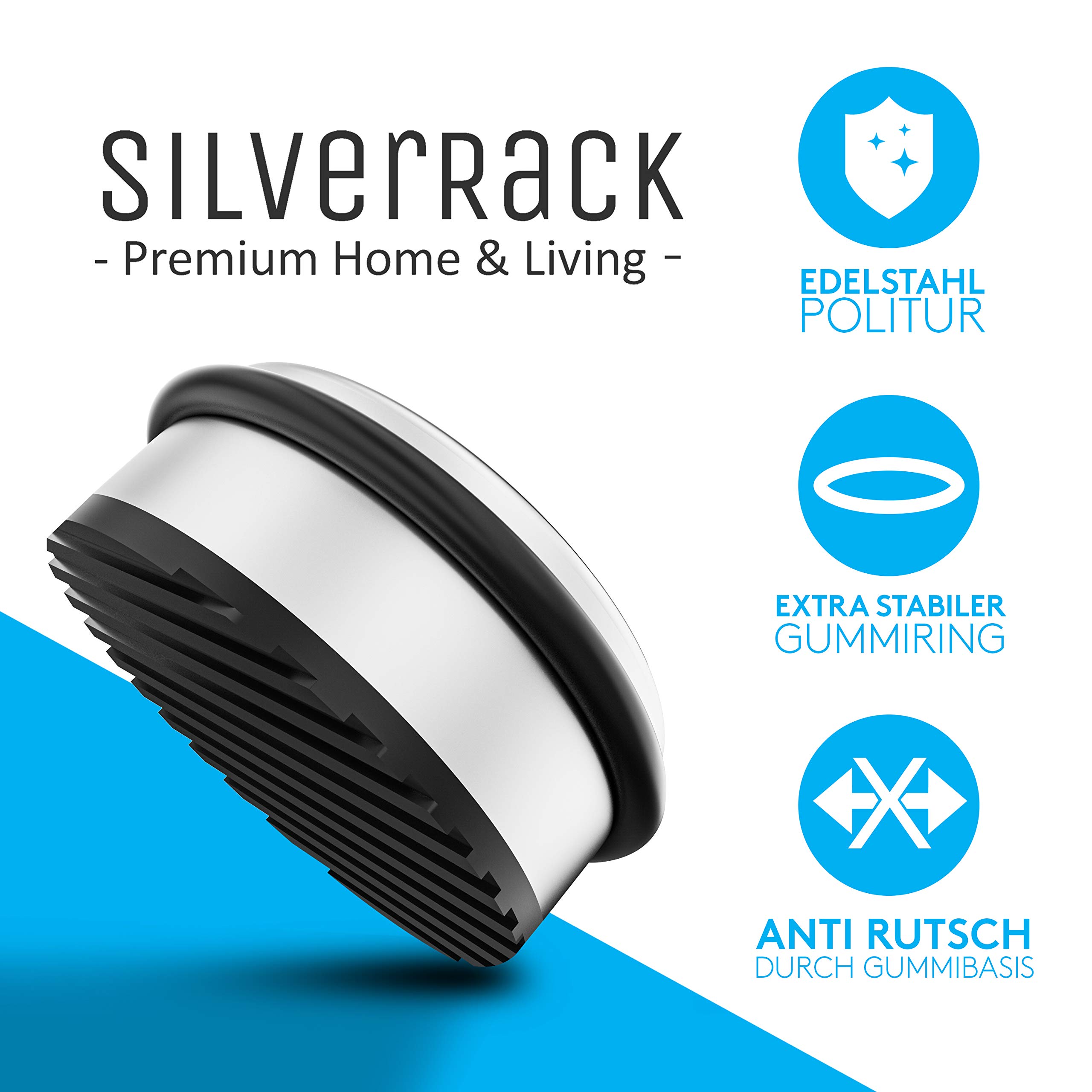 SilverRack Stoper do drzwi ze stali nierdzewnej [1 sztuka] + 1 dodatkowy stoper do drzwi – Premium stoper do drzwi, bez wiercenia, 1,1 kg, ciężki stoper do drzwi – 10 x 4,5 cm