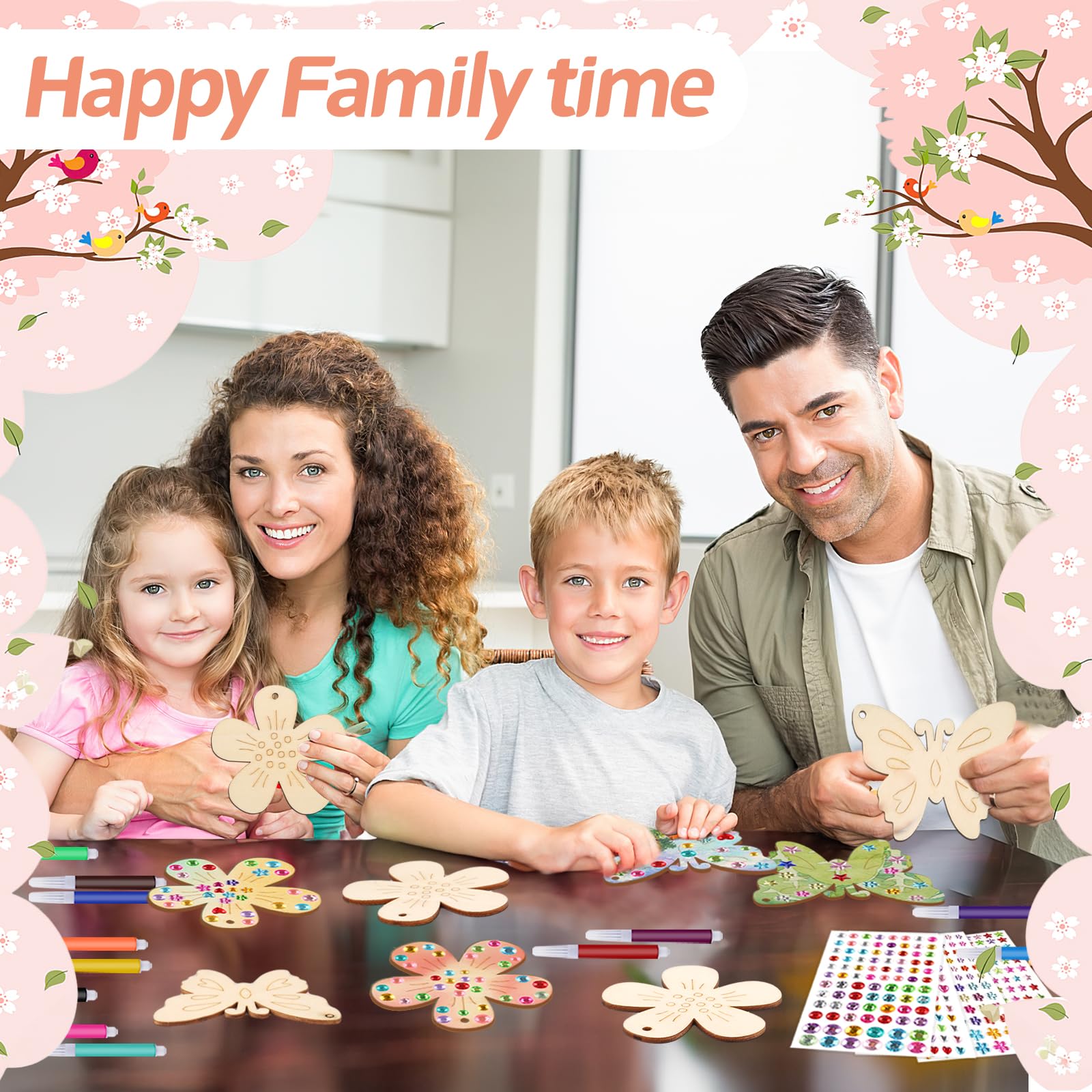 Set di 40 farfalle in legno per il compleanno dei bambini fai da