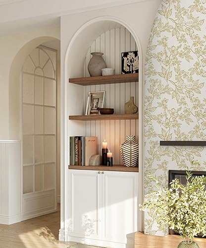Miniatura 5 de Ismoon Papel tapiz de hojas para despegar y pegar, papel de contacto moderno, papel tapiz grisblanco, papel tapiz extraíble, papel tapiz de rayas de