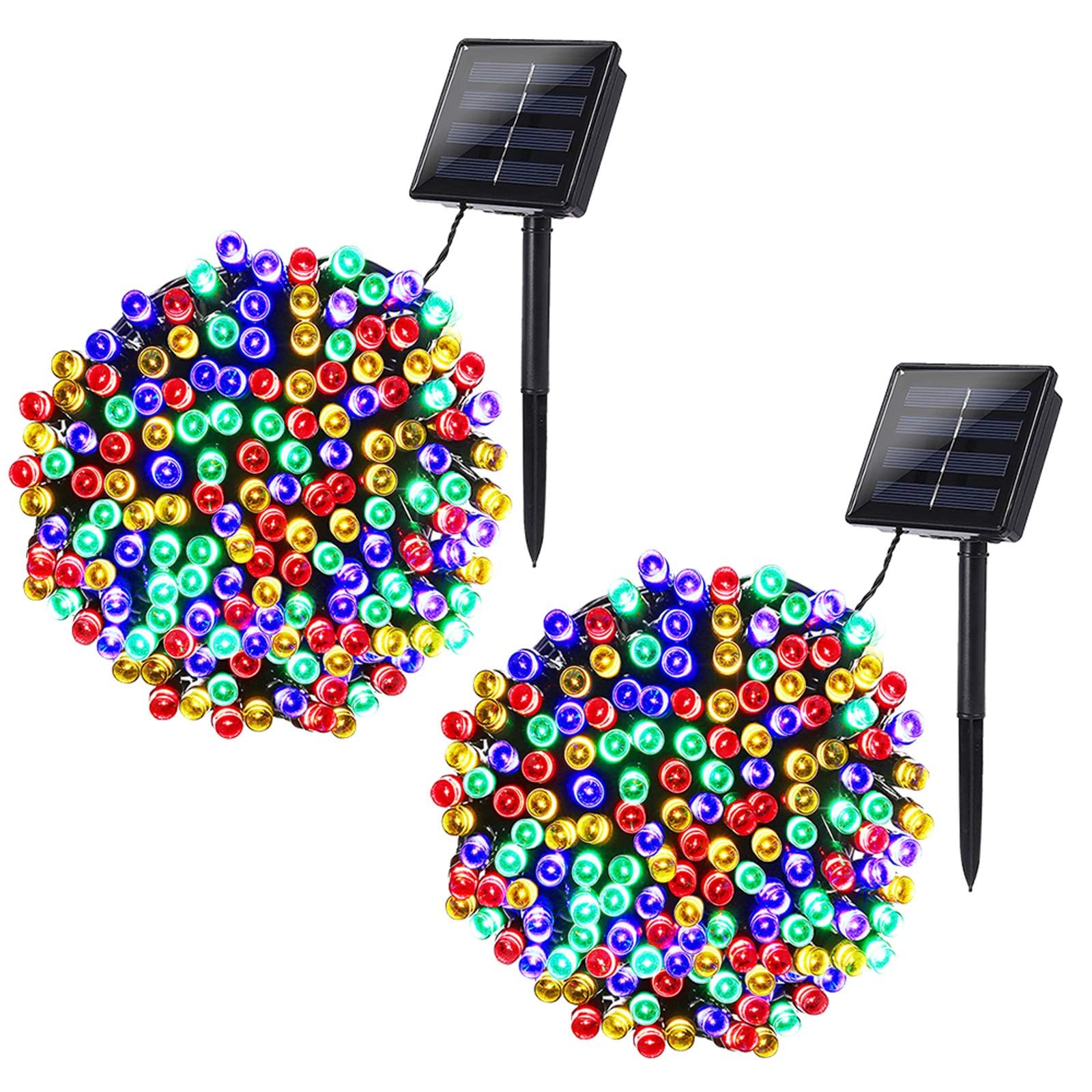Joomer Solar Christmas Lights, 2 Pack Total 144 FT 400 LED 8 Modes Waterproof Solar String Lights Outdoor Auto ON/Off for Patio, Tree, Garden, Christmas Decorations (Multicolor)Global Recycled StandardGlobal Recycled StandardGlobal Recycled Standard
