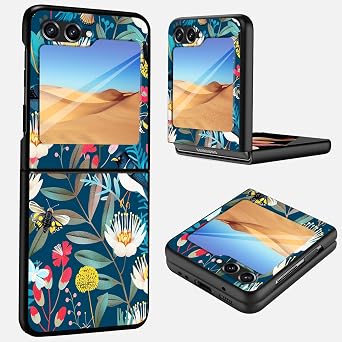 Case for Samsung Galaxy Z Flip 5 2023, Ultra Thin Hard PC Shookproof Folding Anti-Drop Wear-Resistant Protection Phone Case for Galaxy Z Flip 5,Birds Petals Butterfly