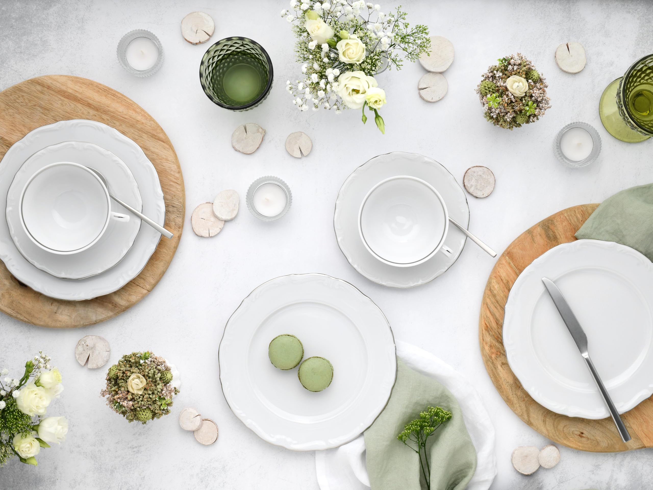 CreaTable, 24322, seria Maria Theresia Platinum, 18-częściowy zestaw naczyń dla 6 osób, serwis do kawy z porcelany, wyprodukowano w Europie