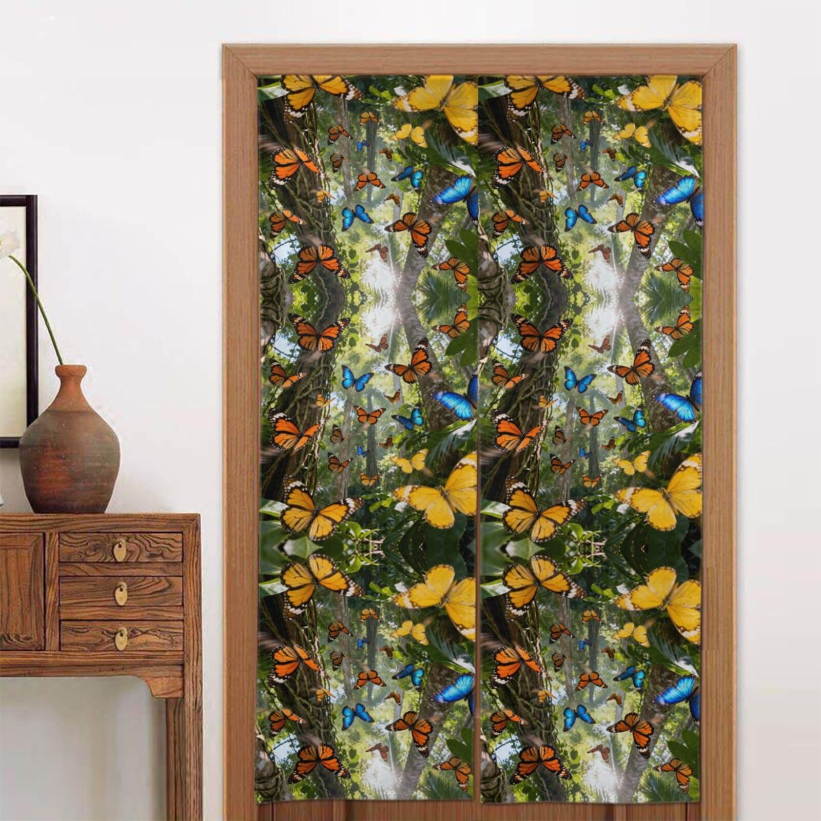 CNTDBU Butterfly Print Door Curtain 34x56 Inch-Room Divider Panel for Privacy, Entryway Screen for Kitchen Bedroom
