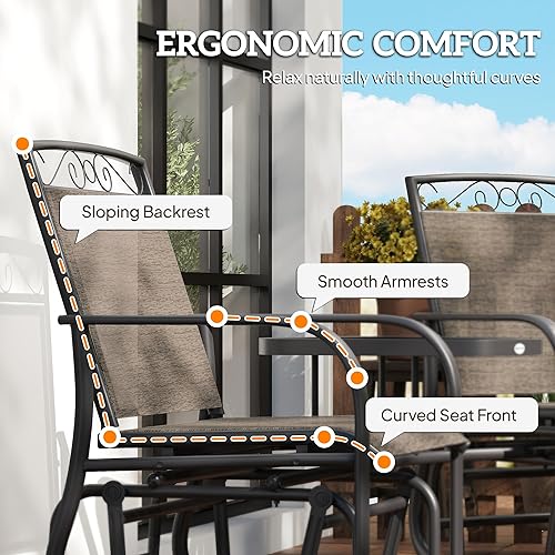 Miniatura 6 de Outsunny Sillas deslizadoras para exteriores con mesa de café, mecedora de 2 asientos para patio con eslinga transpirable para patio trasero, jardín