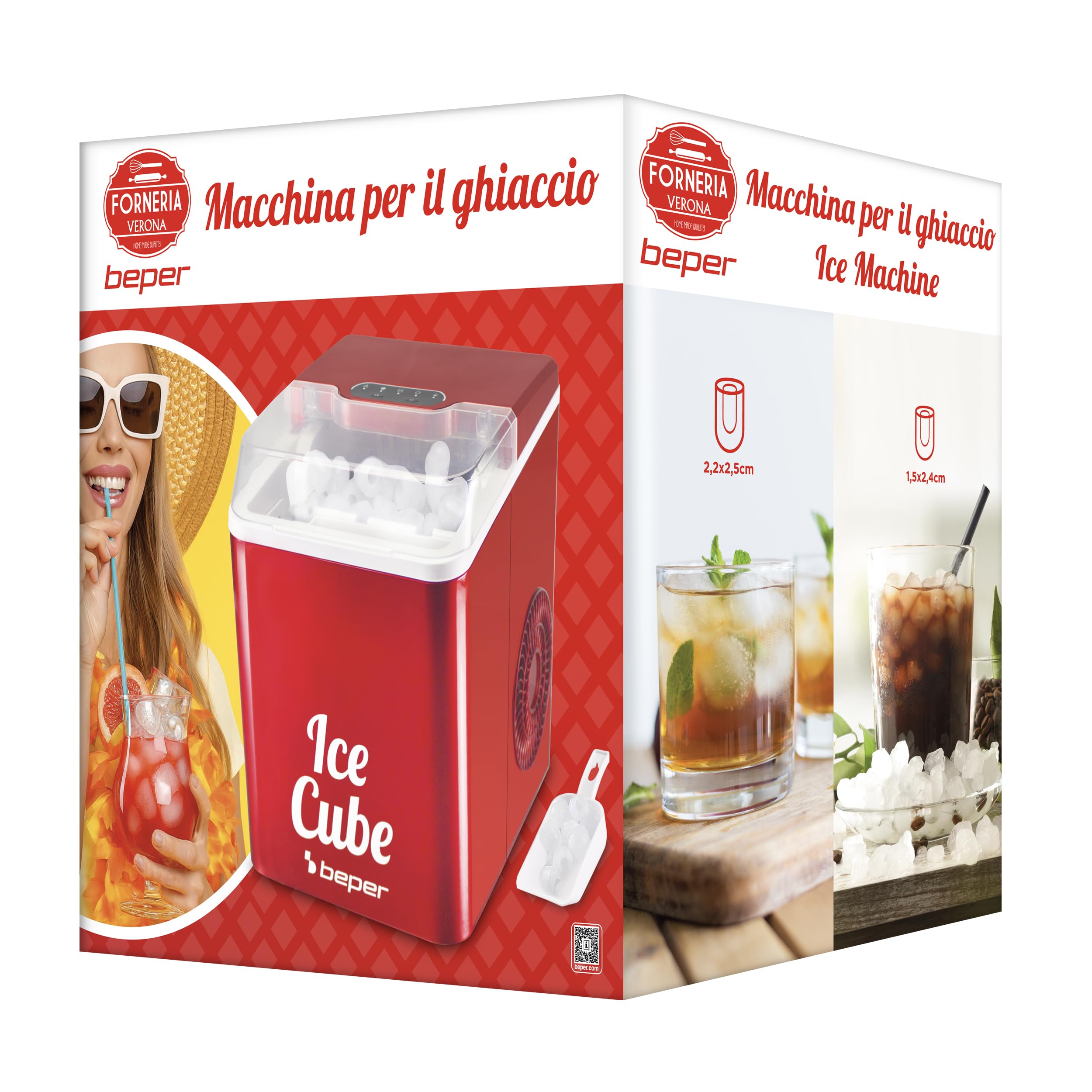 BEPER P102CON550 Macchina Ghiaccio 12KG in 24h - Macchina del Ghiaccio per la Casa 1,3L