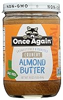 Vista 1 de Once Again Mantequilla de almendras crujiente, natural, sin sal, sin azúcar, tarro de 16 onzas