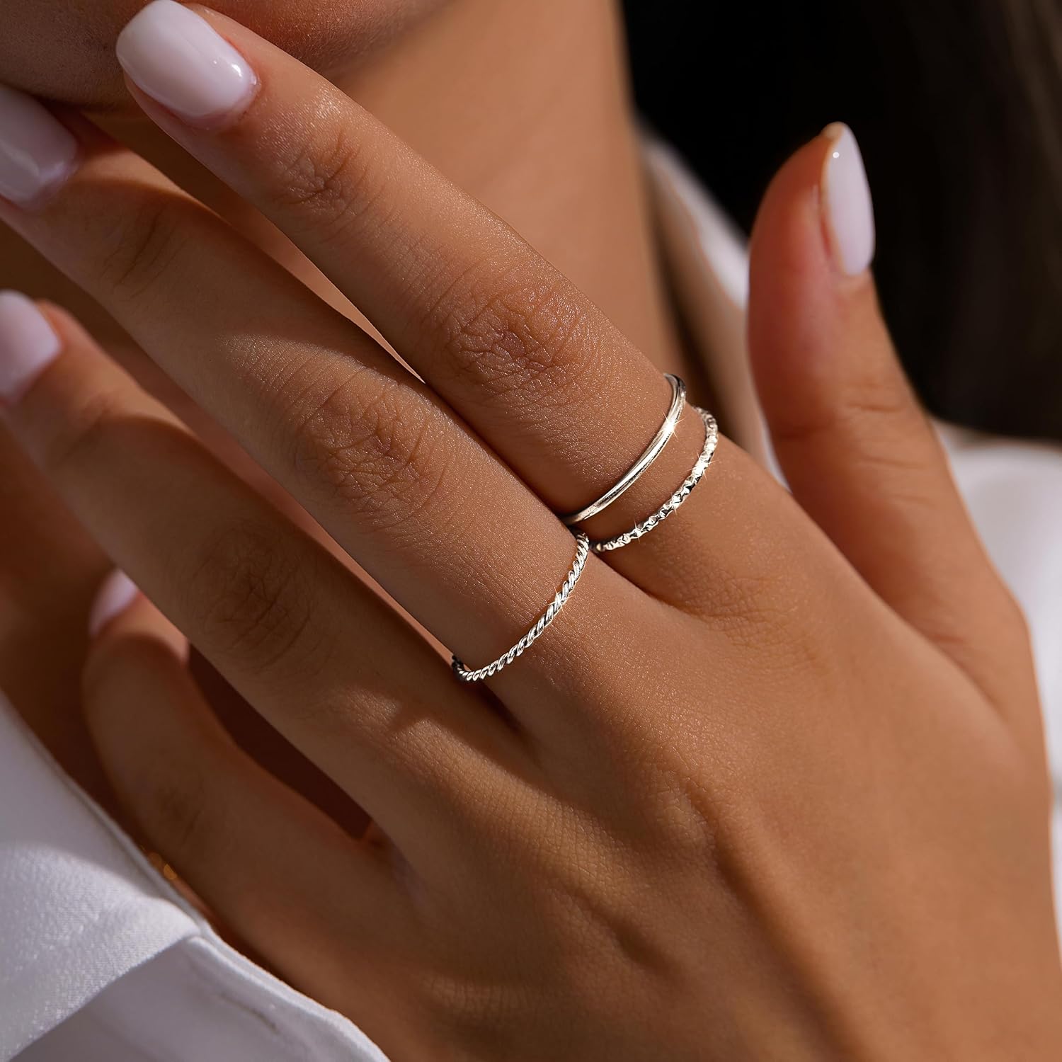 Gold Rings for Women Non Tarnish, Dainty 14K Gold Plated Stackable Thin Thumb Ring Set Trendy Pinky Wedding Bands Engagement Rings for Women Size 4 5 6 7 8 9 10 11 - Image 2