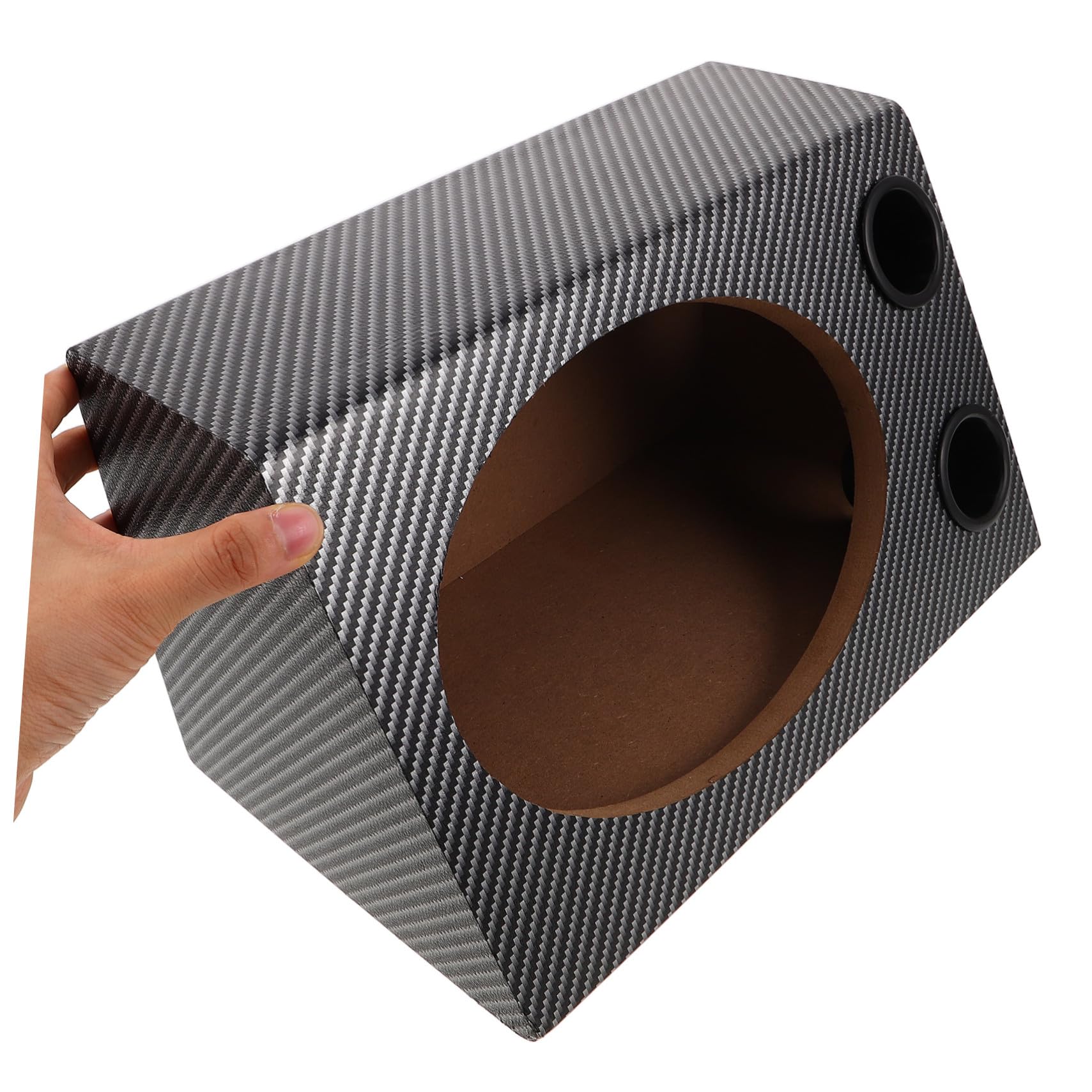 Housoutil Caja Trapezoidal de Madera para Altavoces de Coche Revestimiento de PVC, Diseño Preciso y Tecnología de Aislamiento de Ruido para Vehículo y Hogar