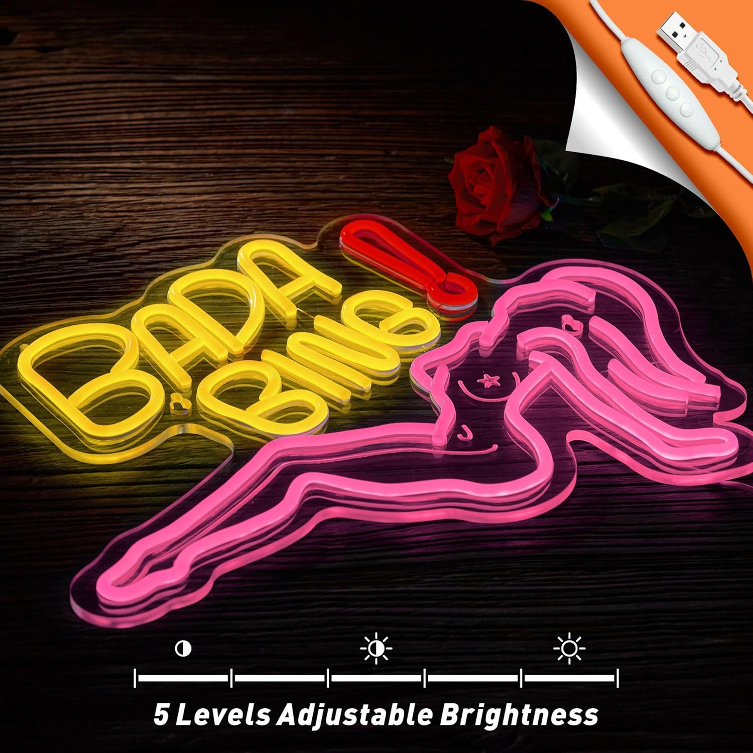 Bada Bing Neon Girl Sign for Wall Decor Lady Led Light for Bedroom Pub Store Man Cave Party Dimmable Sopranos Art Sign - Image 2