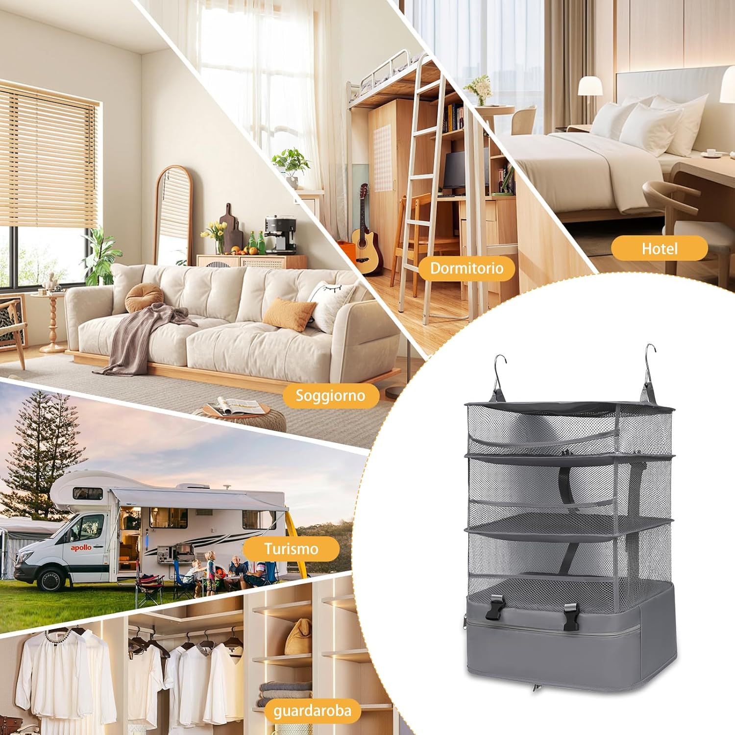 Hanging Packing Cubes for Travel - 300D Oxford Fabric Suitcase Organizer Hanging | Foldable Storage for Clothes, Shoes & Toiletries | Multi-Scene Gray Hanging Packing Cube (gray, l)