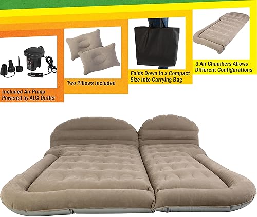 Miniatura 5 de Wakeman Colchón inflable  Colchón de aire de coche para SUV o tienda de campaña con bomba de salida auxiliar y 2 almohadas inflables  Equipo de