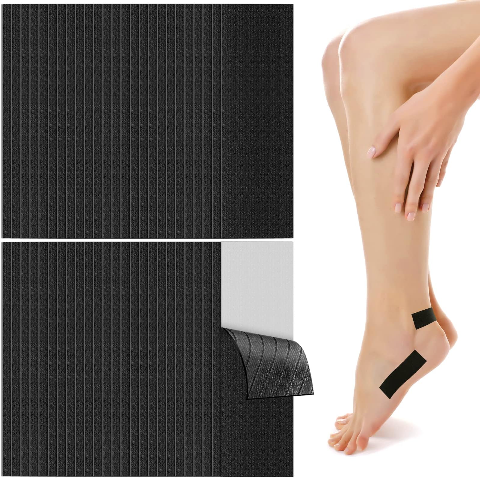 Timgle 50 Pcs Black Moleskin Tape Moleskin Adhesive Pads Fabric Blister Pads Blister Prevention Tape for Body Skin Protection Shoes Boots Hiking Friction Reducing, 3.14 x 0.98 Inch