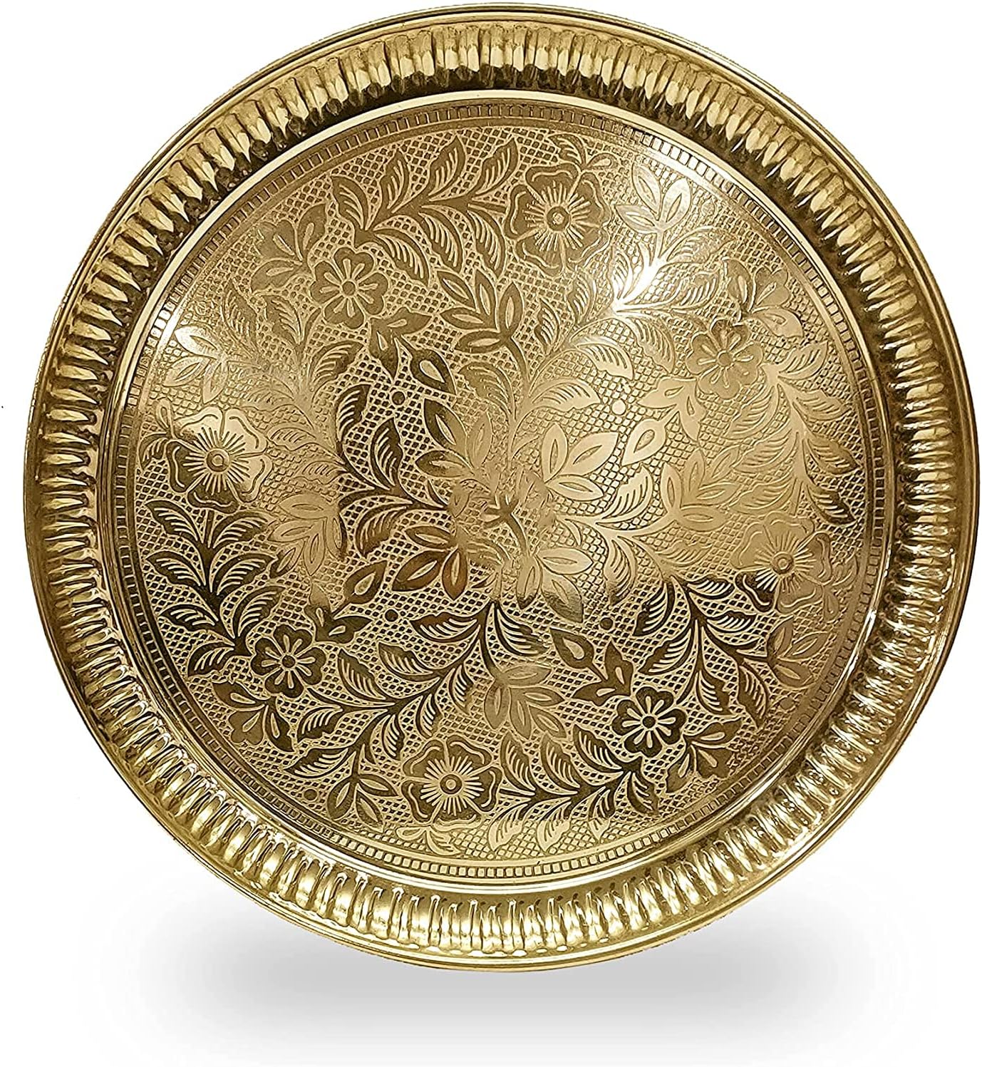 NOBILITY Pure Brass Pooja Thali 12 Inch Puja Plate Arti Thali Set Traditional Handcrafted for Diwali Home Office Mandir Wedding Return Gift Items