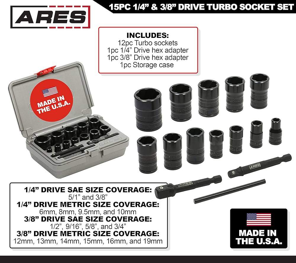 Amazon | ARES 29023 – 損傷したボルト抽出器ソケット15点セット