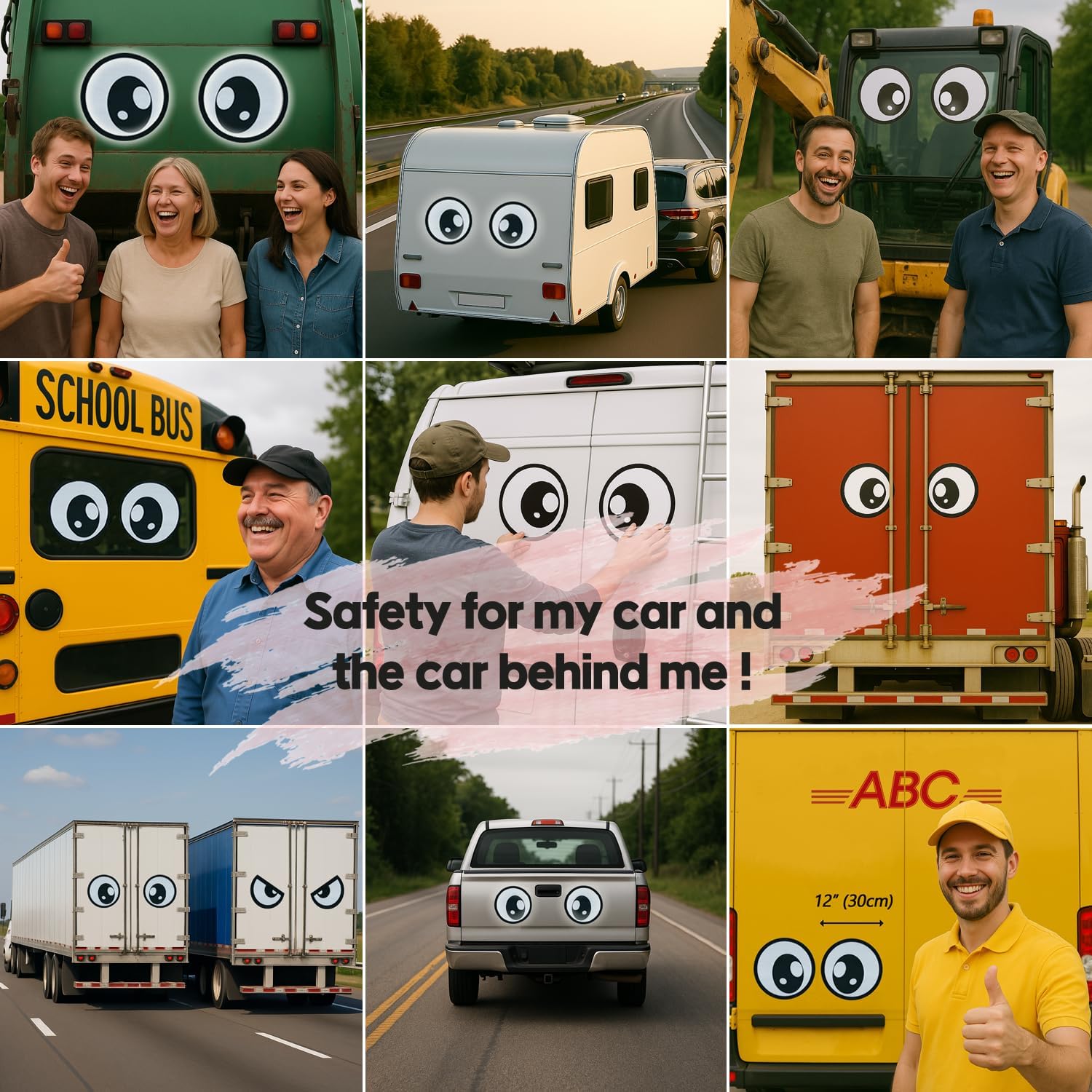 Versatile 12″ Reflective Googly Eye Stickers (2-Pack) – High Visibility Night Safety Ideal Sticker for Car, Truck, Boat & RV Safety & Halloween Decor - Image 4