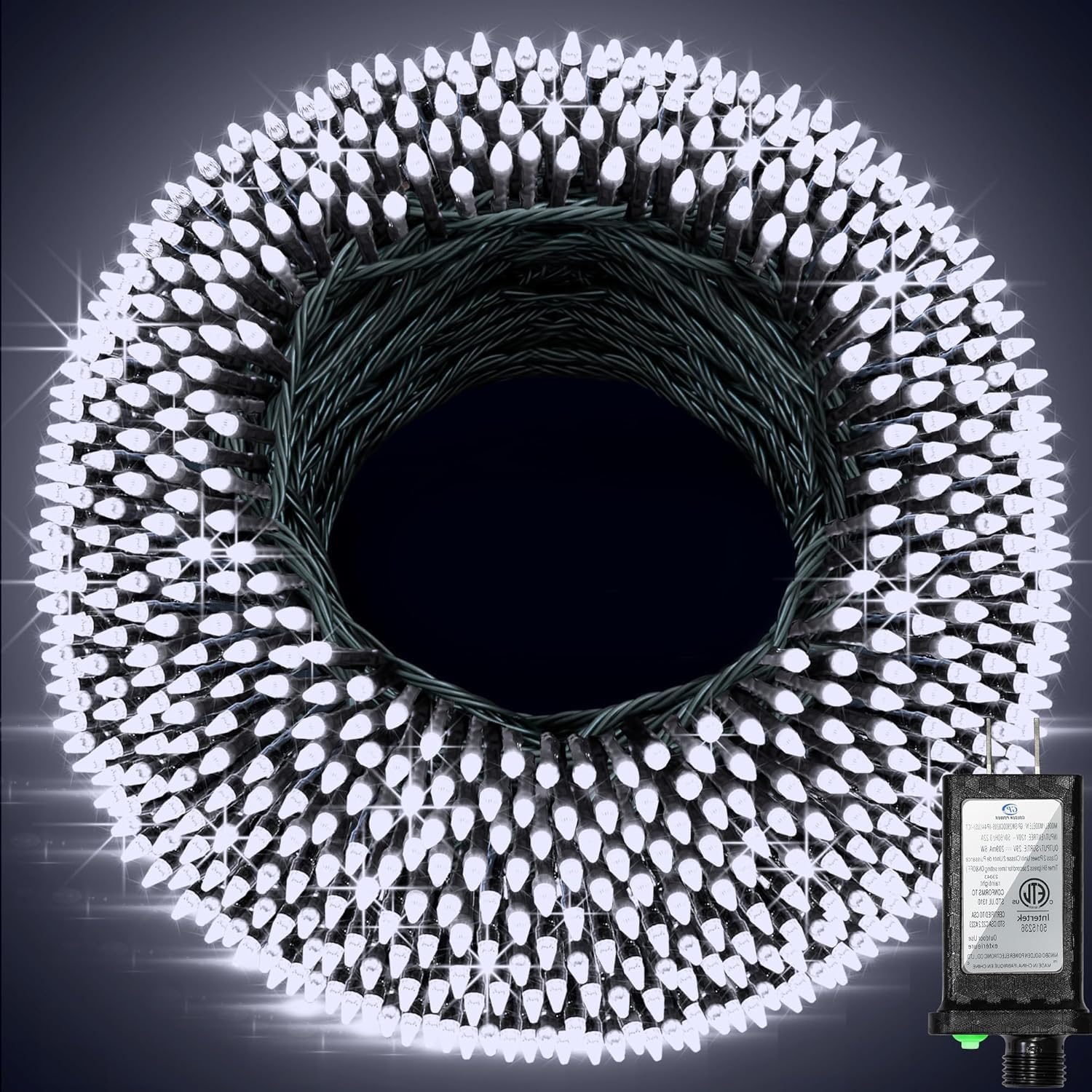 1500 LED 470FT Christmas String Lights, 12 Modes and Timer Memory Dimmable, Plug in Outdoor Waterproof Dark Green Wire Twinkle Fairy Light for for Xmas Yard Tree Wedding Party Outside Decor Cool White Cool White 1500 LED 470FT