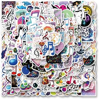 200pcs Music Note Stickers Pack, Aesthetic Cartoon Cute Vinyl Waterproof Decals for Water Bottle,Laptop,Phone,Skateboard,Scrapbooking,Bumper for Kids Teens Adults Fans for Party Supply