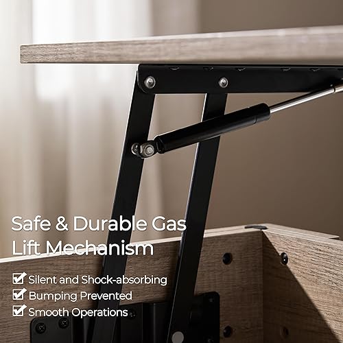 Miniatura 63 de Yaheetech - Mesa de centro con almacenamiento oculto Espresso,Negro -,Gris,Marrón (Rustic Brown),Blanco