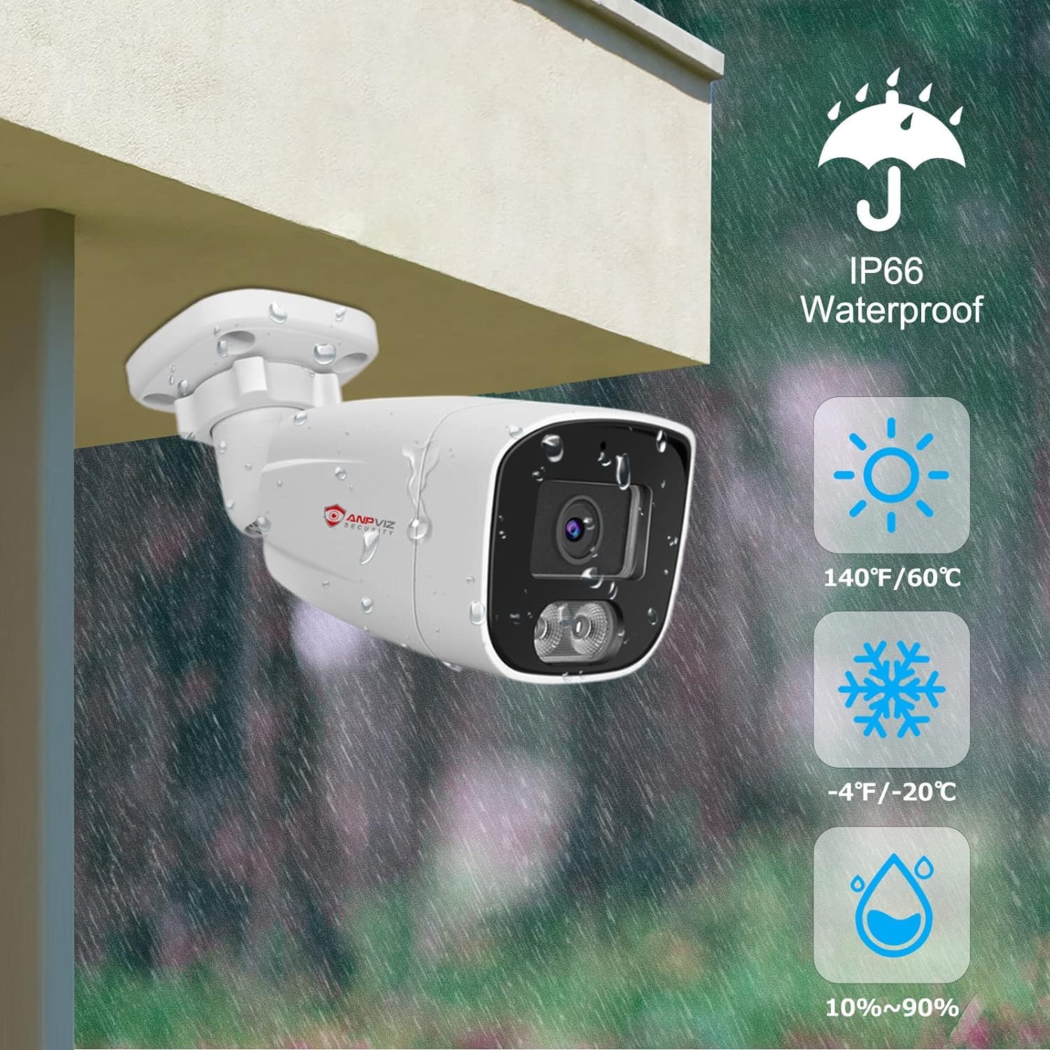 Anpviz 4MP Telecamera IP PoE Esterno, Rilevamento Intelligente delle Persone, Visione Notturna a Colori Intelligente, Microfono Integrato, Alloggiamento Interamente in Metallo, Nessun Alimentatore