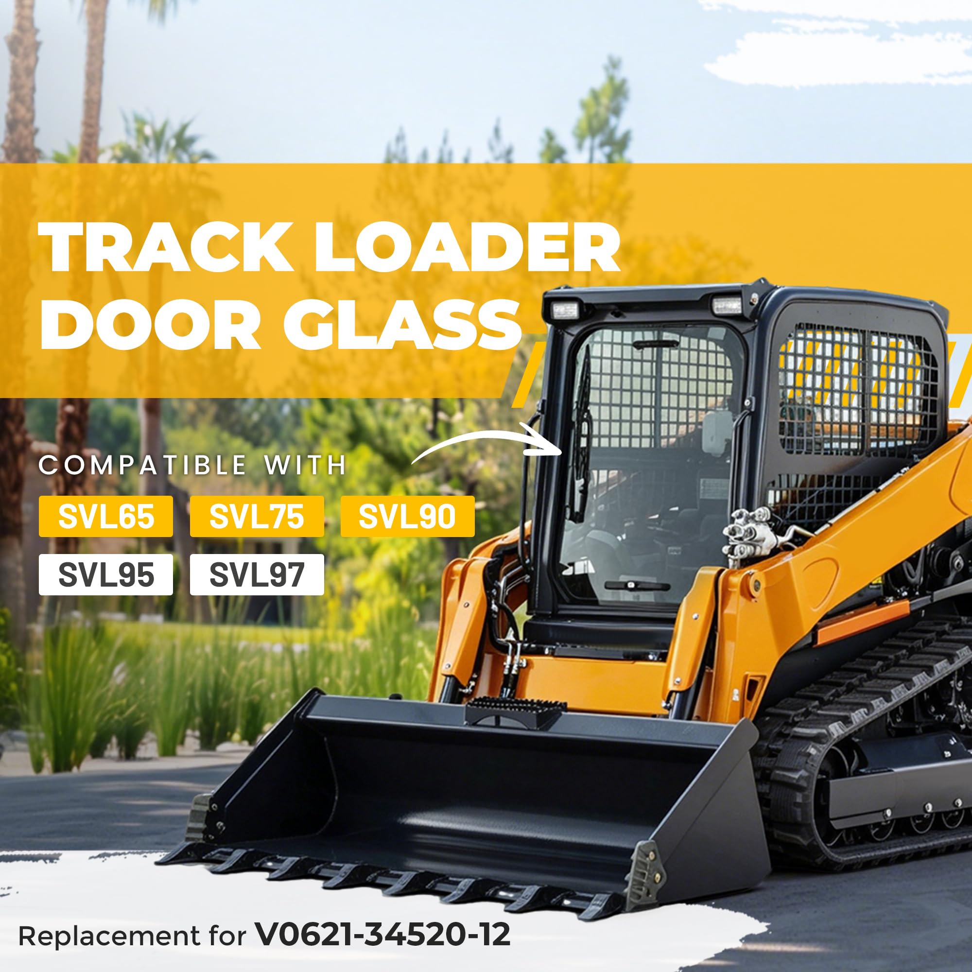 KUAFU Track Loader Door Glass Compatible with Kubota Skidsteer