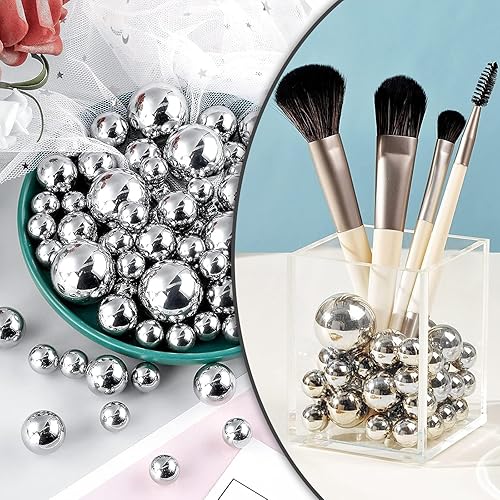 Miniatura 4 de Perlas flotantes plateadas  150 cuentas de relleno de jarrón plateado con 8000 geles de agua transparentes  Cuentas de perlas plateadas de 8140.787