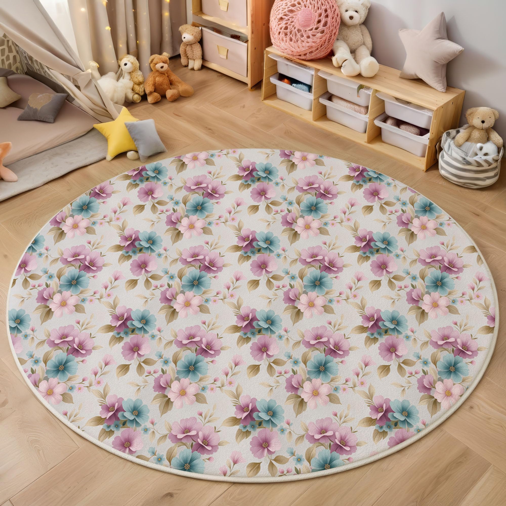 Tapis rond 200cm antidérapant et lavable pour éliminer taches et glissades