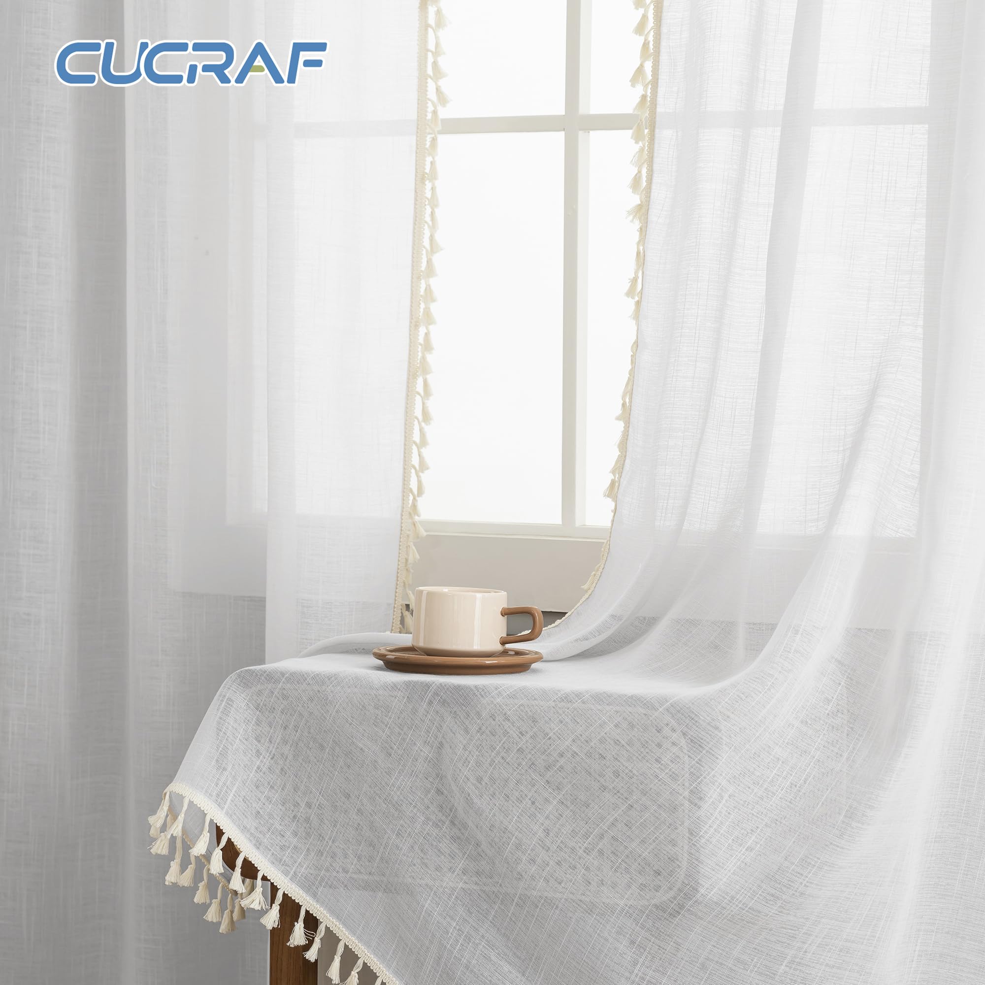 CUCRAF Sheer Vitrage, semi-transparant, bistrogordijn CUCRAF Sheer Vitrage, semi-transparant, bistrogordijn