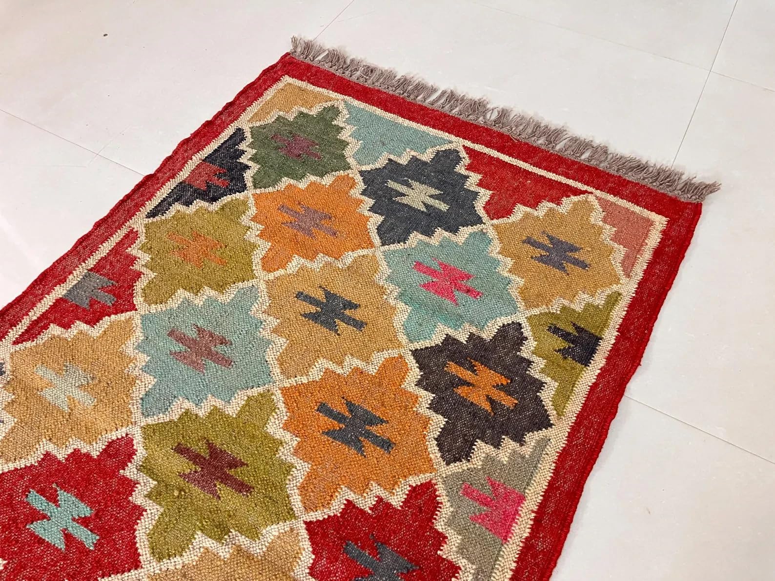 Tapis durable en laine naturelle et jute fait à la main pour salon, chambre à coucher, salle à manger, couloir, 90 x 300 cm